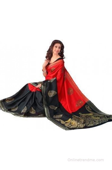 Kjs Self Design Bollywood Art Silk Sari